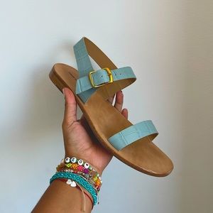 Mansur Gavriel Blue Croc Sandals